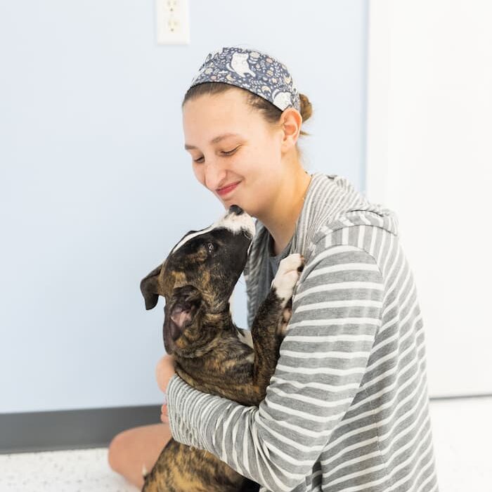 Jordan Fischer with a puppy